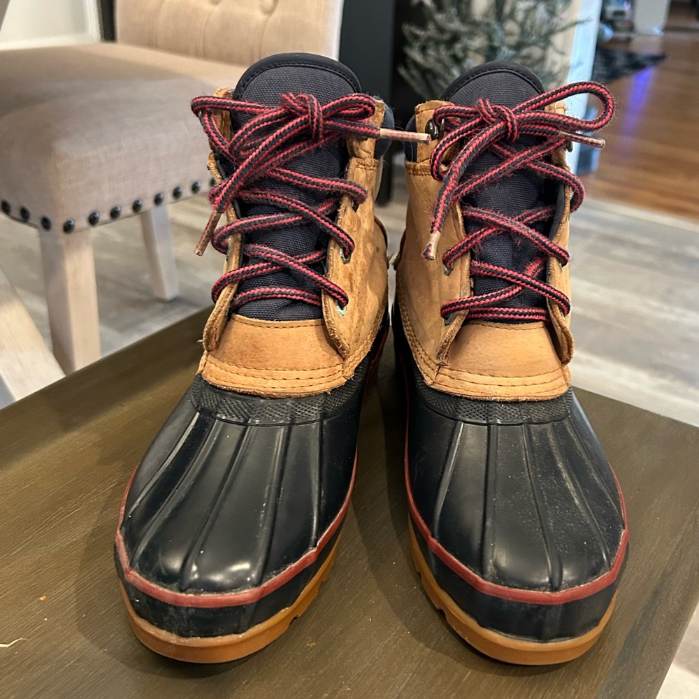 Lands End Duck Boots Leather Rubber 8
